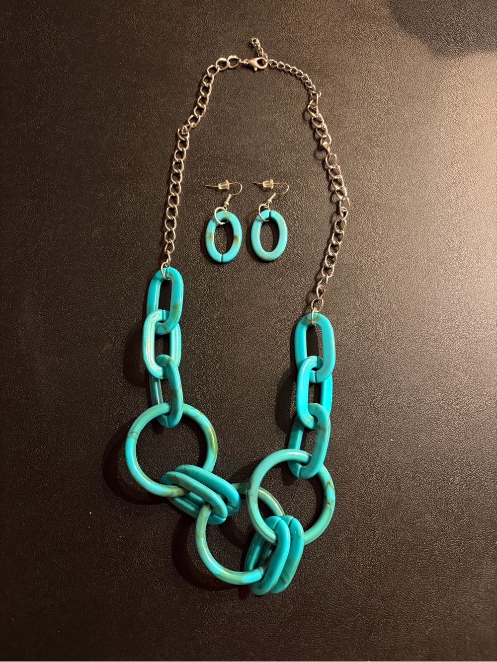 paparazzi Turquoise Link Statement Necklace & Earring Set